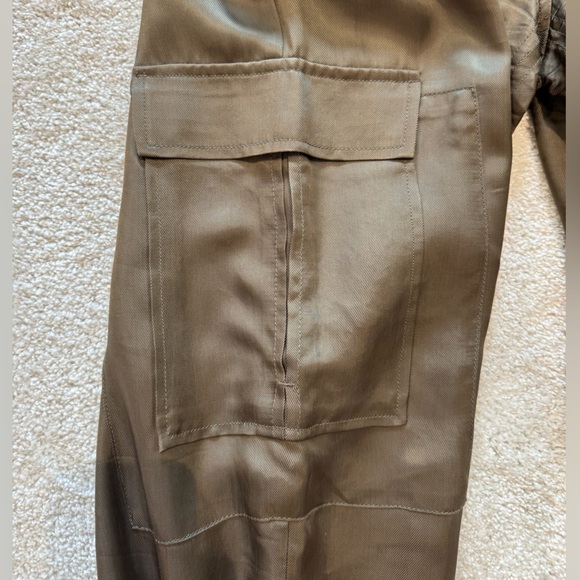 CINQ A SEPT Dark Green Jogger Cargo Pocket Elastic Waist Pant Silk Like size S - Picture 5 of 14